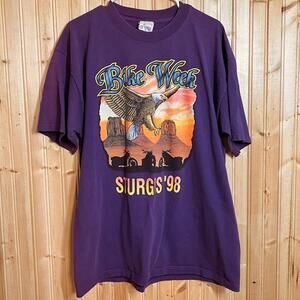 VTG Bike Week Sturgis 1998 Black Hills Rally T Shirt Big Eagle Distressed Sz L